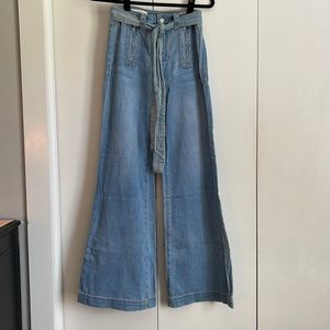 Pilcro and the Letterpress high rise flare jeans